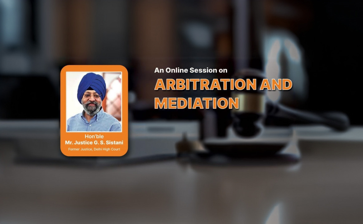 Hon'ble Justice Sistani is Sharing legal insights with our students n faculty in an online session on Arbitration and Meditation